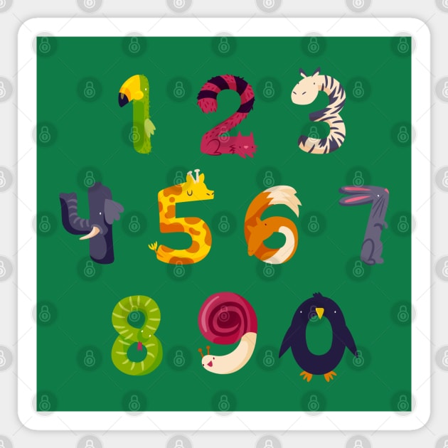 Cute animal number Sticker by Mako Design 